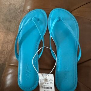 J. Crew Bright Turquoise Slim Strap Flip Flops